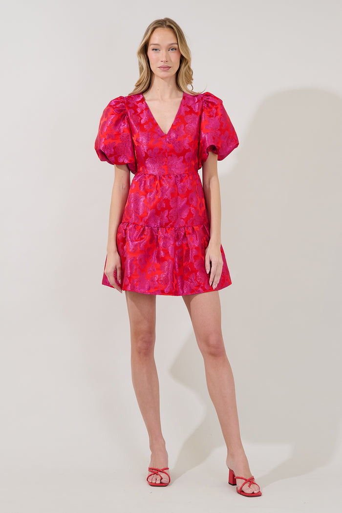 May Tiered Mini Dress Duson Jacquard
