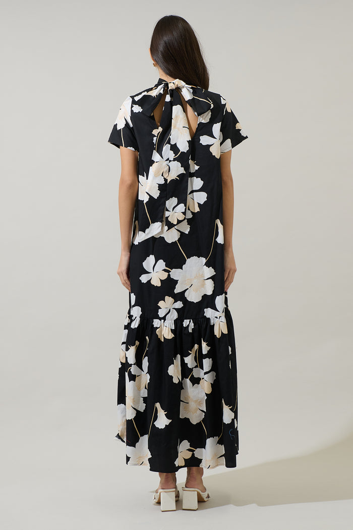 Medina Floral Dime Mockneck Maxi Dress