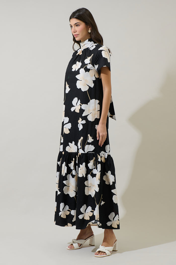 Medina Floral Dime Mockneck Maxi Dress