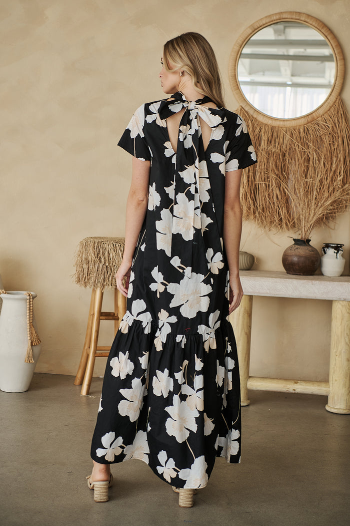 Medina Floral Dime Mockneck Maxi Dress