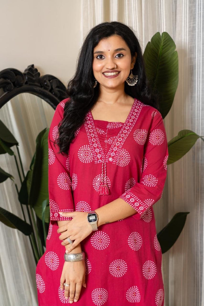 Meera Budget Cotton Suit- Darker Pink