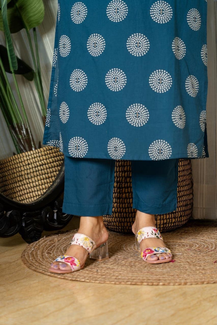 Meera Budget Cotton Suit- Teal blue