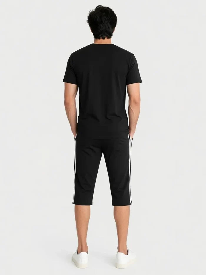 Men's Black  Graphic T-Shirt & Black Side Stripe Shorts Set  “Certified Pagal”