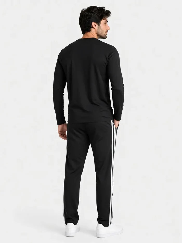 Men's Black Jersey Cotton Full Sleeve T-Shirt & Track Trouser Set