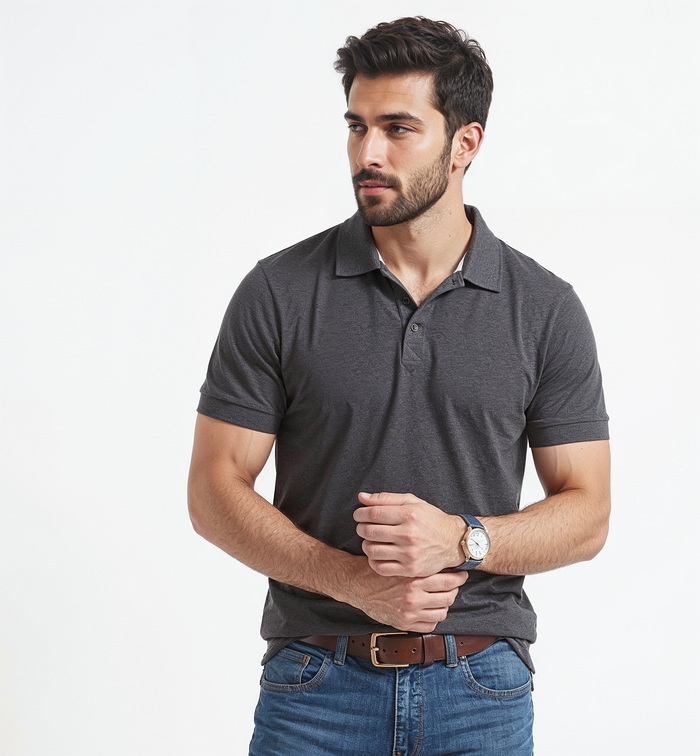 Men Smart Casual Charcoal  Polo Shirt - Hinz Clothing