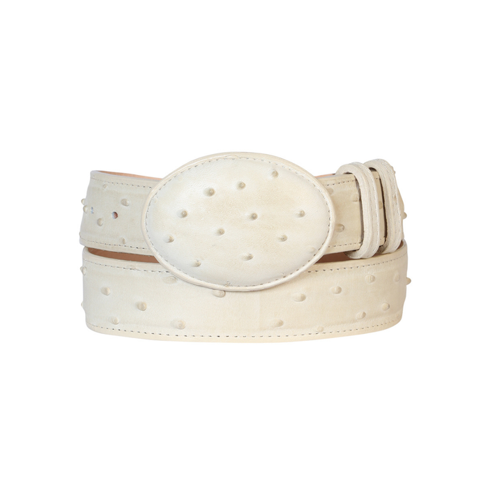 Men's Cowboy Belt - Imitation Ostrich - Bone