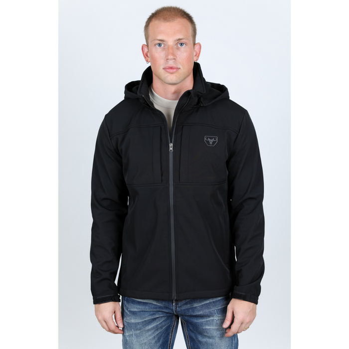 Mens Hooded Softshell Water-Resistant Jacket - Black