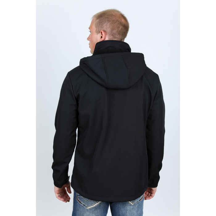Mens Hooded Softshell Water-Resistant Jacket - Black