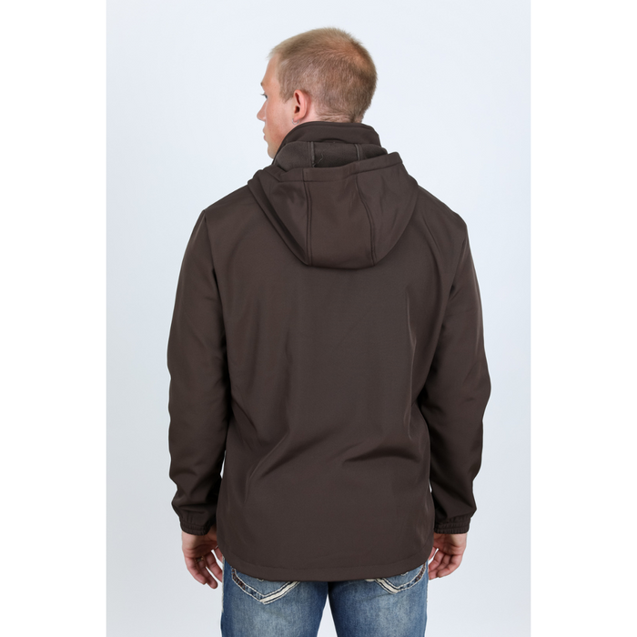 Mens Hooded Softshell Water-Resistant Jacket - Brown