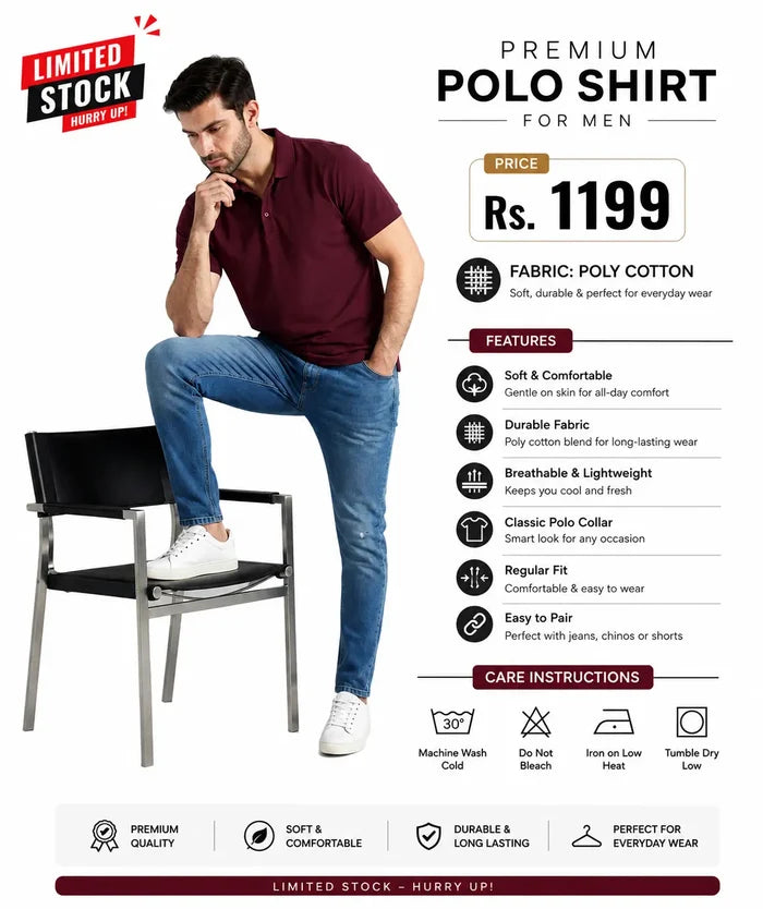 Men's Maroon Polo Shirt