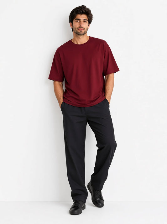Men's Maroon Premium Oversized T-Shirt
