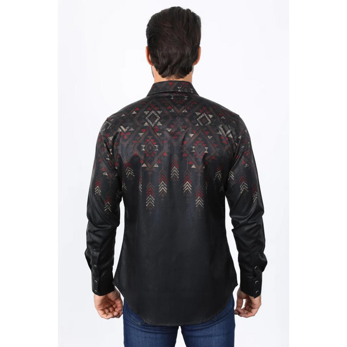 Mens Modern Fit Panoramic Foil Print Shirt - Black