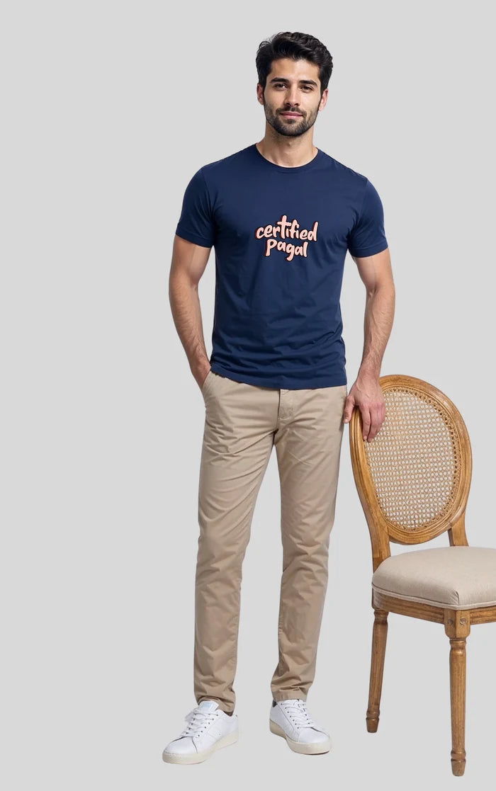 Men’s Navy Blue “Certified Pagal” Graphic T-Shirt - Hinz Clothing