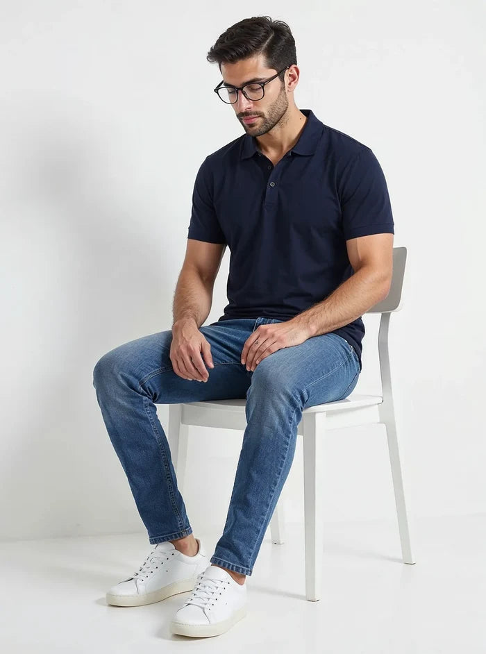 Men Smart Casual Navy Polo Shirt - Hinz Clothing