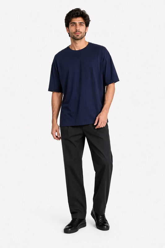 Men's Navy Blue Premium Oversized T-Shirt