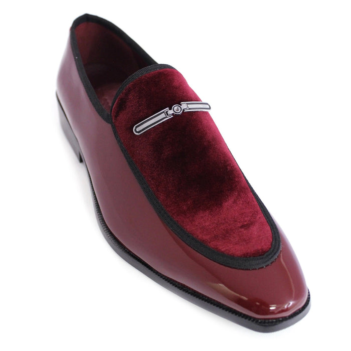 Men's Patent/ Velvet Loafers - Burgundy