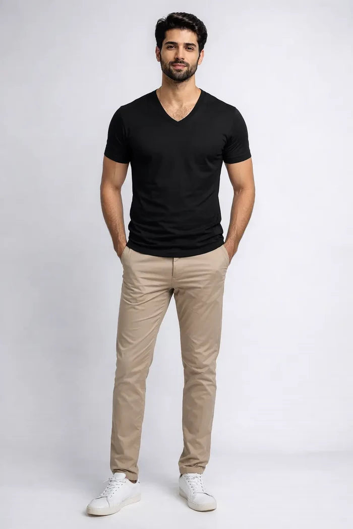 Men's Premium Black V-Neck Half Sleeve T-Shirt