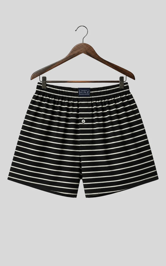 Men's Premium Black & White Striped Boxer Shorts