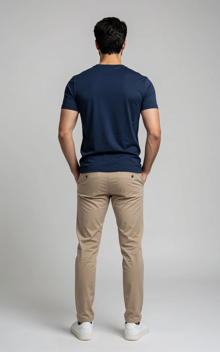Men's Premium Navy Blue V-Neck Half Sleeve T-Shirt - Hinz Clothing