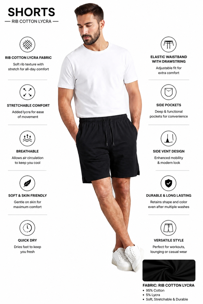 Men’s  Black Casual Shorts - Hinz Clothing