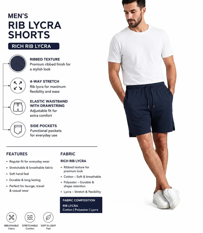 Men’s Navy Blue Casual Shorts - Hinz Clothing