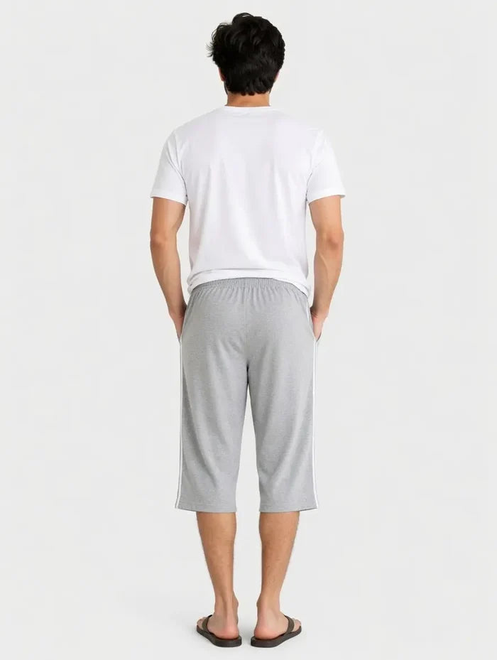 Men's Single Jersey Cotton Three Quarter Shorts Grey Regular Fit - Hinz Clothing