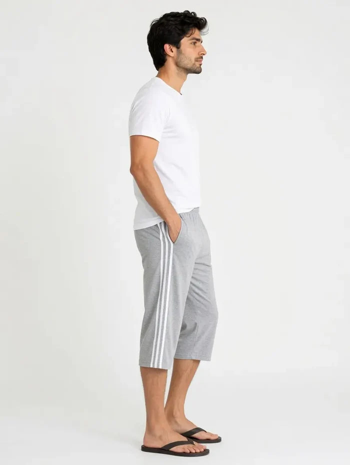 Men's Single Jersey Cotton Three Quarter Shorts Grey Regular Fit - Hinz Clothing