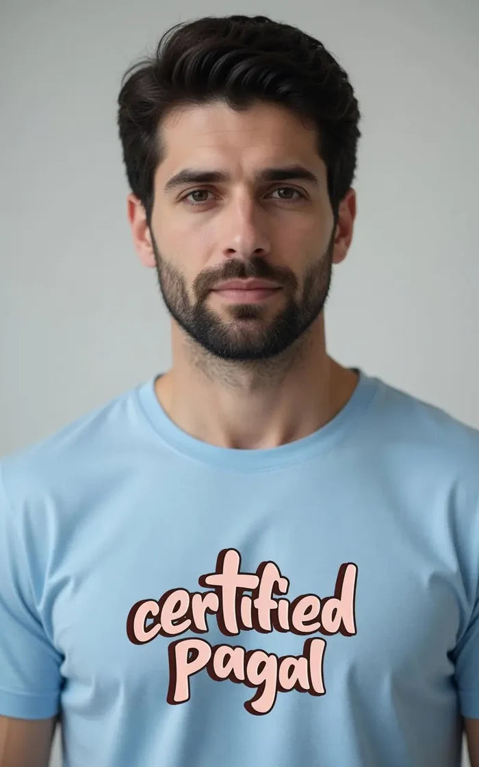 Men’s Sky Blue “Certified Pagal” Graphic T-Shirt - Hinz Clothing