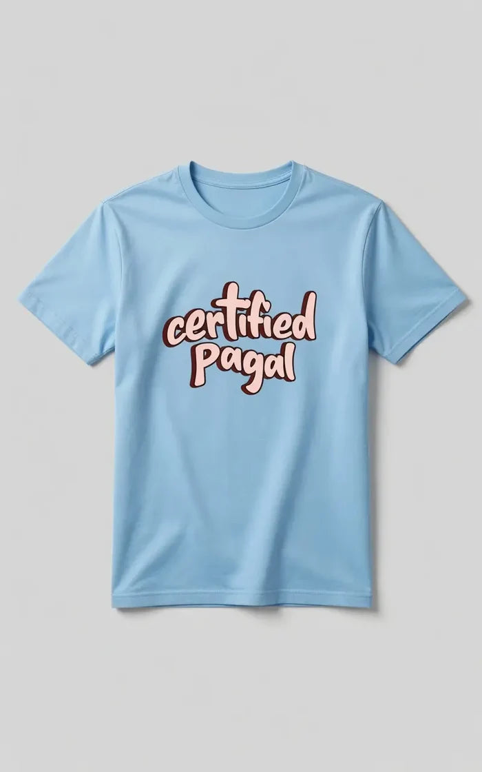 Men’s Sky Blue “Certified Pagal” Graphic T-Shirt - Hinz Clothing