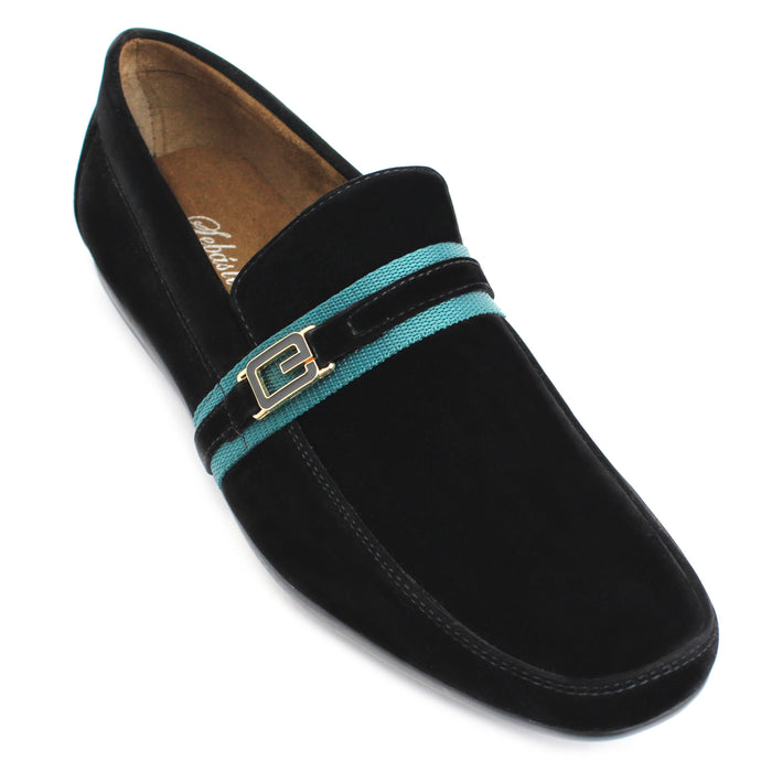 Men's Slip-On Velvet Loafers w/band - Black
