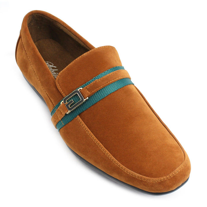 Men's Slip-On Velvet Loafers w/band - Honey