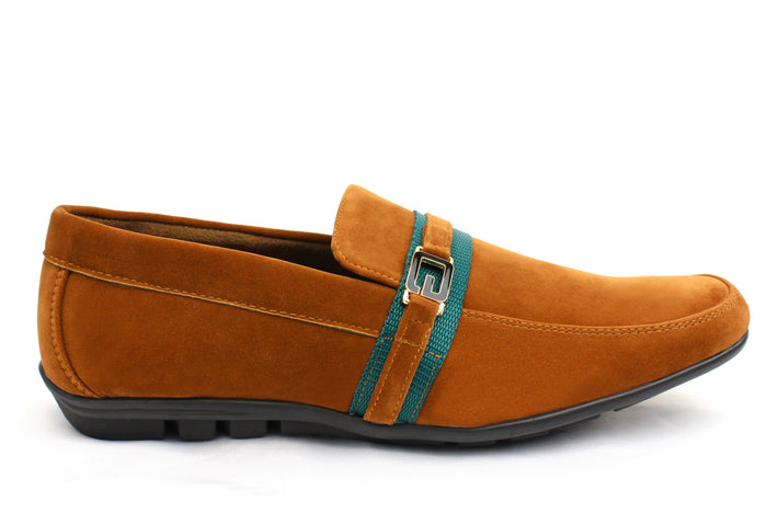 Men's Slip-On Velvet Loafers w/band - Honey