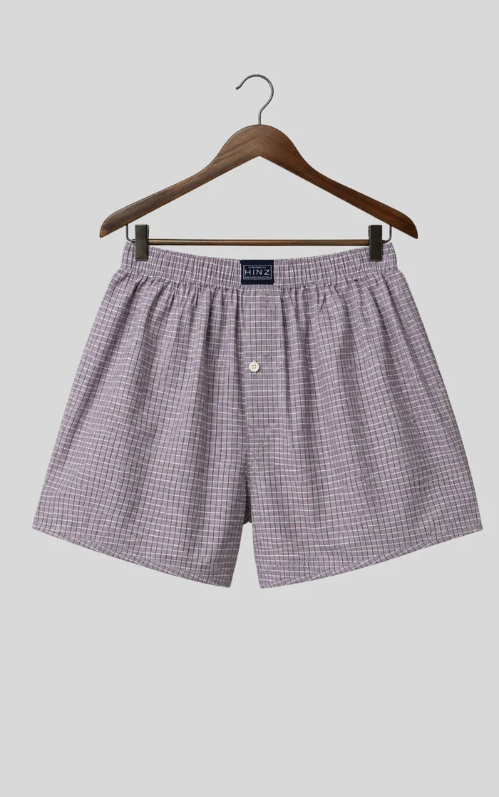 Men's Woven Cotton Boxer Shorts Lavender & White