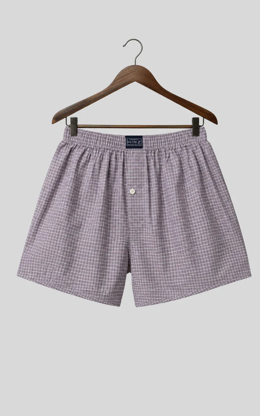 Men's Woven Cotton Boxer Shorts Lavender & White