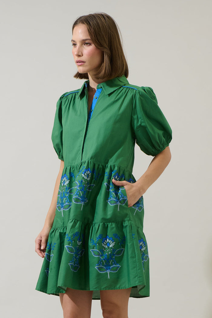 Meridy Floral Burie Tiered Mini Dress