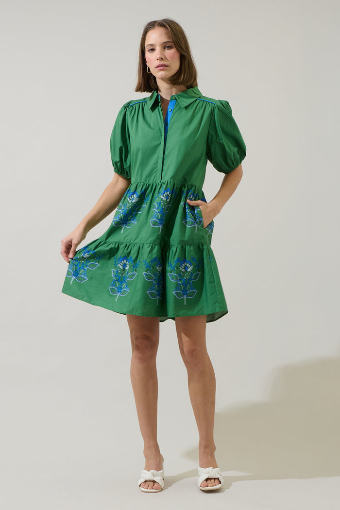Meridy Floral Burie Tiered Mini Dress