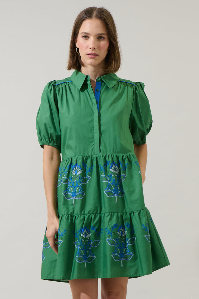 Meridy Floral Burie Tiered Mini Dress