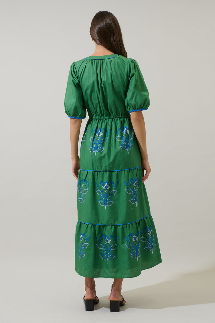 Meridy Floral Vonie Tiered Midi Dress