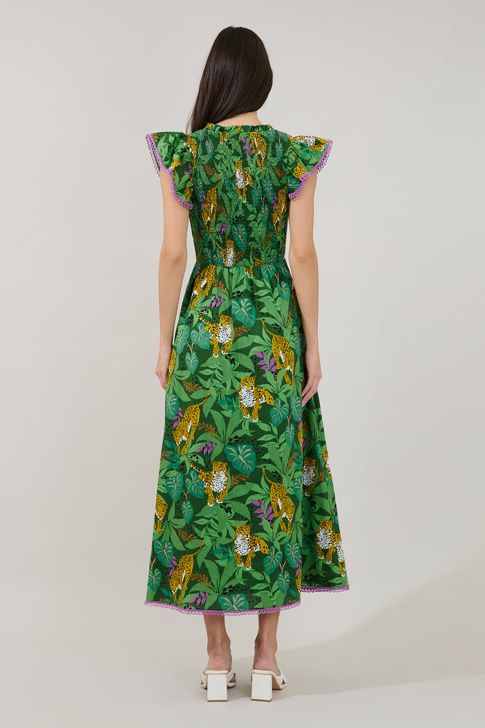 Merlin Smocked Midi Dress Tropical