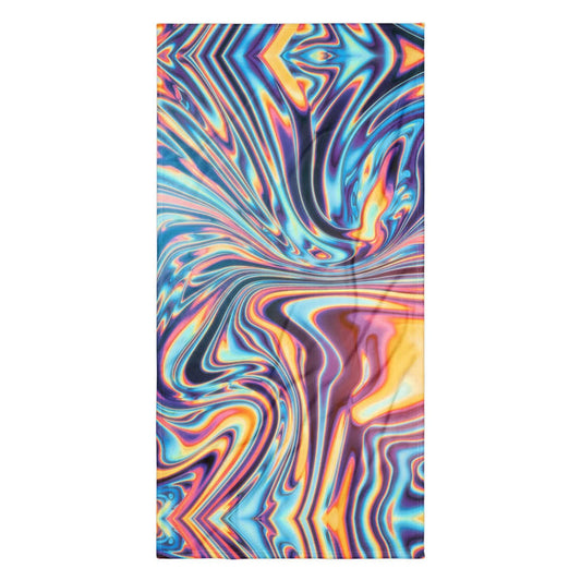 This hyper-vibrant design simulates the warping properties of liquid chrome or an iridescent oil slick, creating an optical illusion of viscous movement. Contact us with accessibility feedback, we'd love to help!