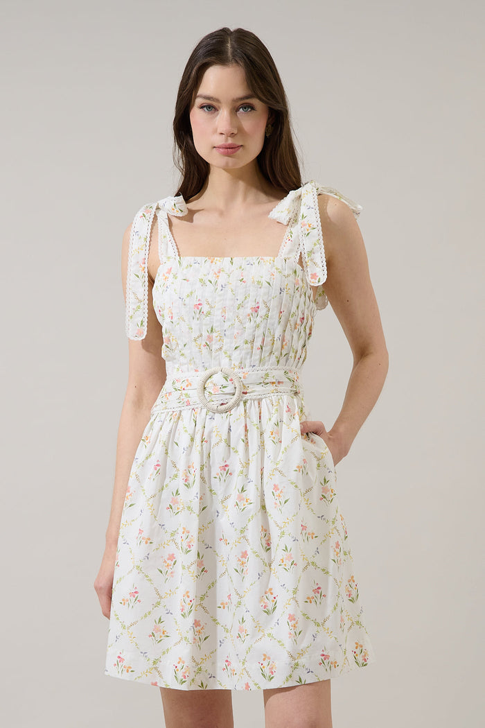 Milany Floral Naly Pleated Mini Dress