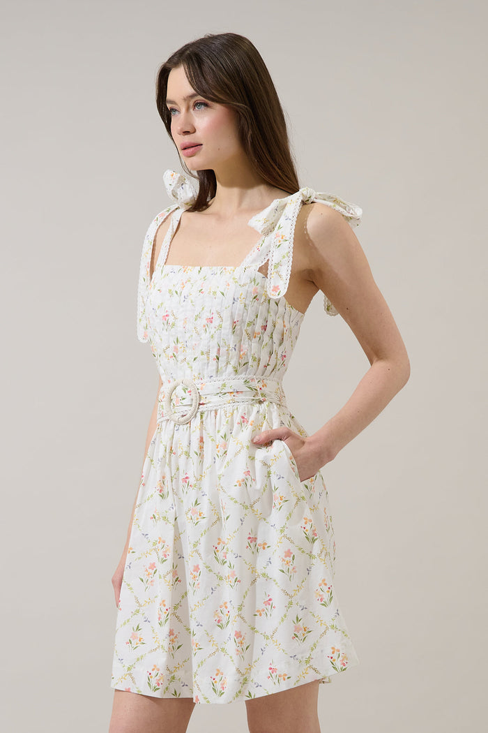 Milany Floral Naly Pleated Mini Dress