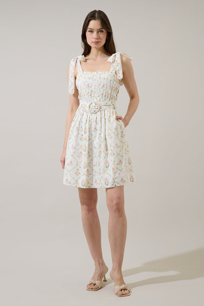 Milany Floral Naly Pleated Mini Dress
