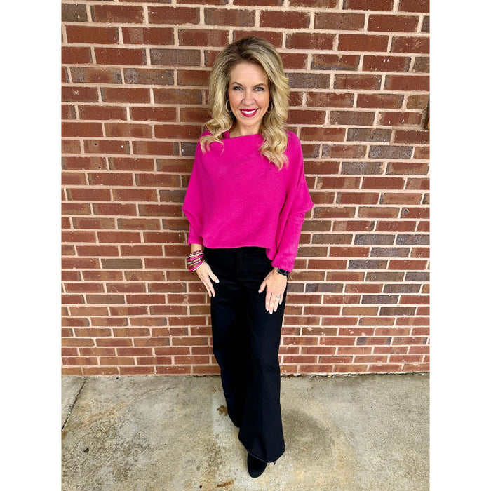 Milio Milano - Asymmetrical sweater 37709/330105 - Fuchsia