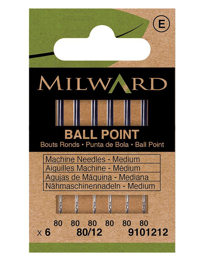 Milward Green Sewing Machine Needles - Ball Point Medium 80/12