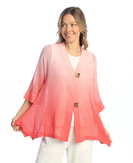 Mineral Washed Flounce Hem Mesh Cardigan - M116-2012-DC