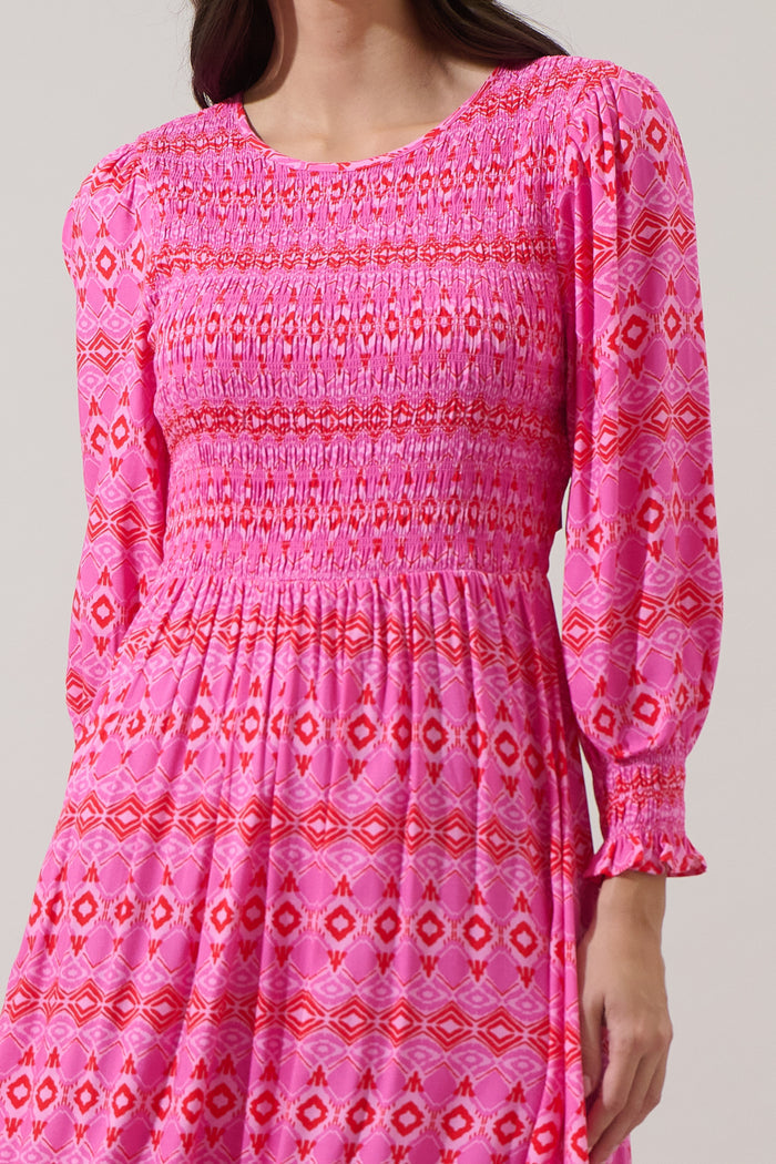 Mirany Ikat Ludlow Smocked Midi Dress