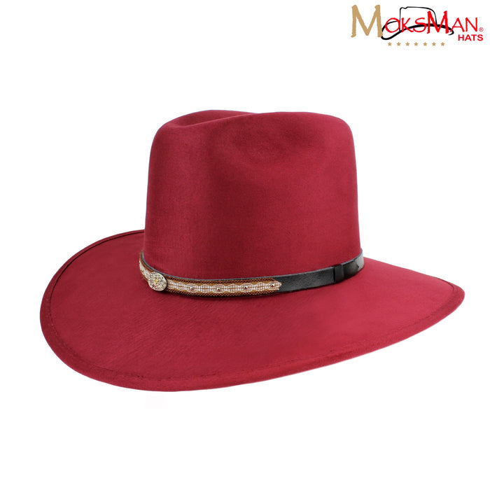 Moksman Charlie Suede Hat - Burgundy