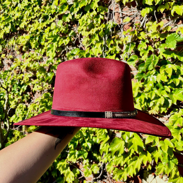 Moksman Charlie Suede Hat - Burgundy