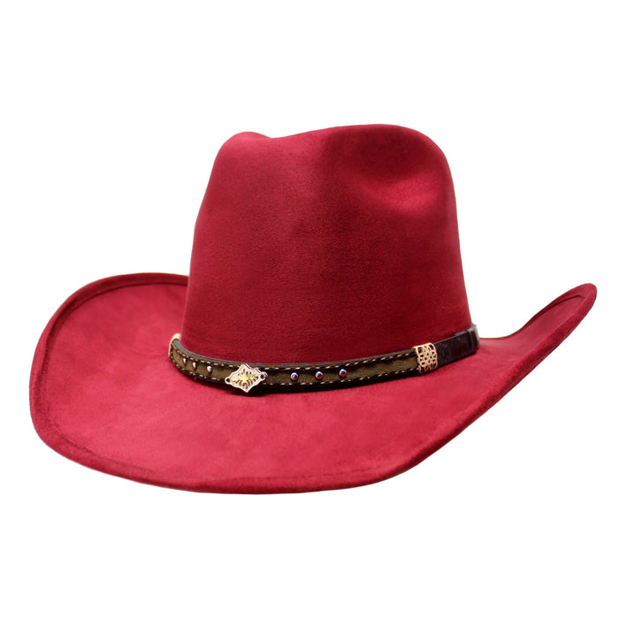 Moksman Charlie Vaquero Suede Hat - Burgundy